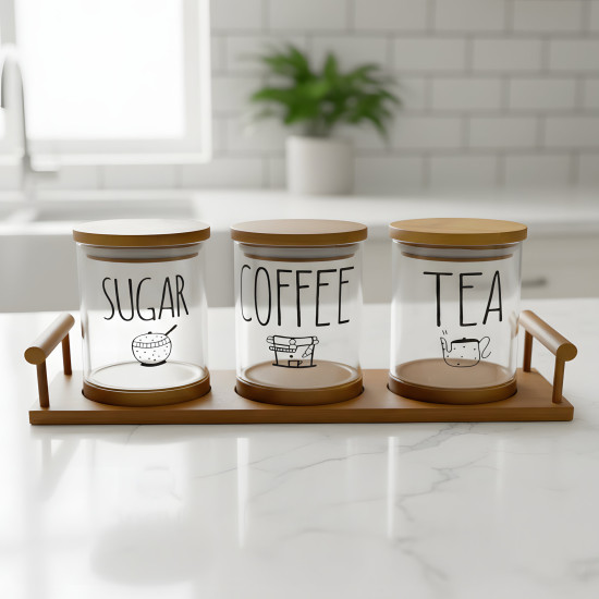 Glass Spice Jar Set - 3 Pcs	